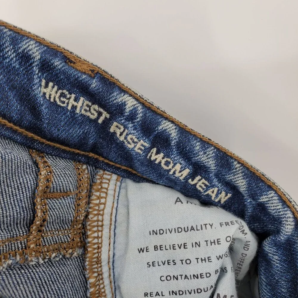 American Eagle‎ Highest Rise Mom Fit Distressed Denim Jeans Size 0